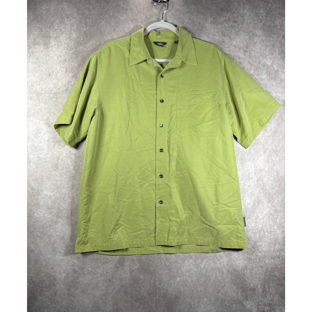 Royal Robbins Shirt Mens Large Green Button Up Short Sleeve Classic Fit Gingham